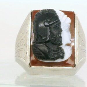 14K White Gold Double Roman Soldier Ring
